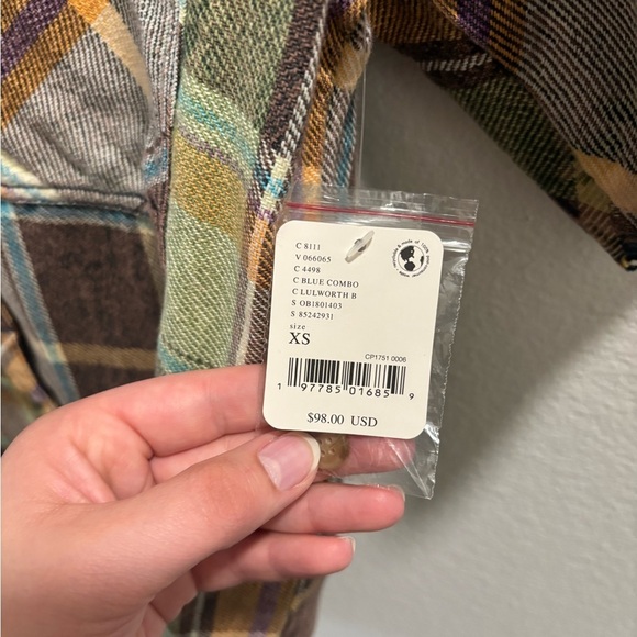 NWT Free People We the Free Vintage Crush Plaid Shirt in Brown Combo | Size XS - Picture 6 of 8
